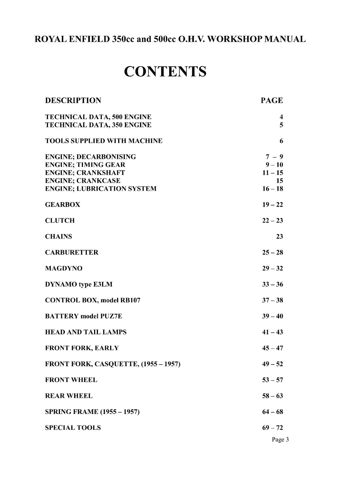 ROYAL ENFIELD 1945 - 1957 350CC 500CC REPAIR WORKSHOP SERVICE MANUAL REPRINTED