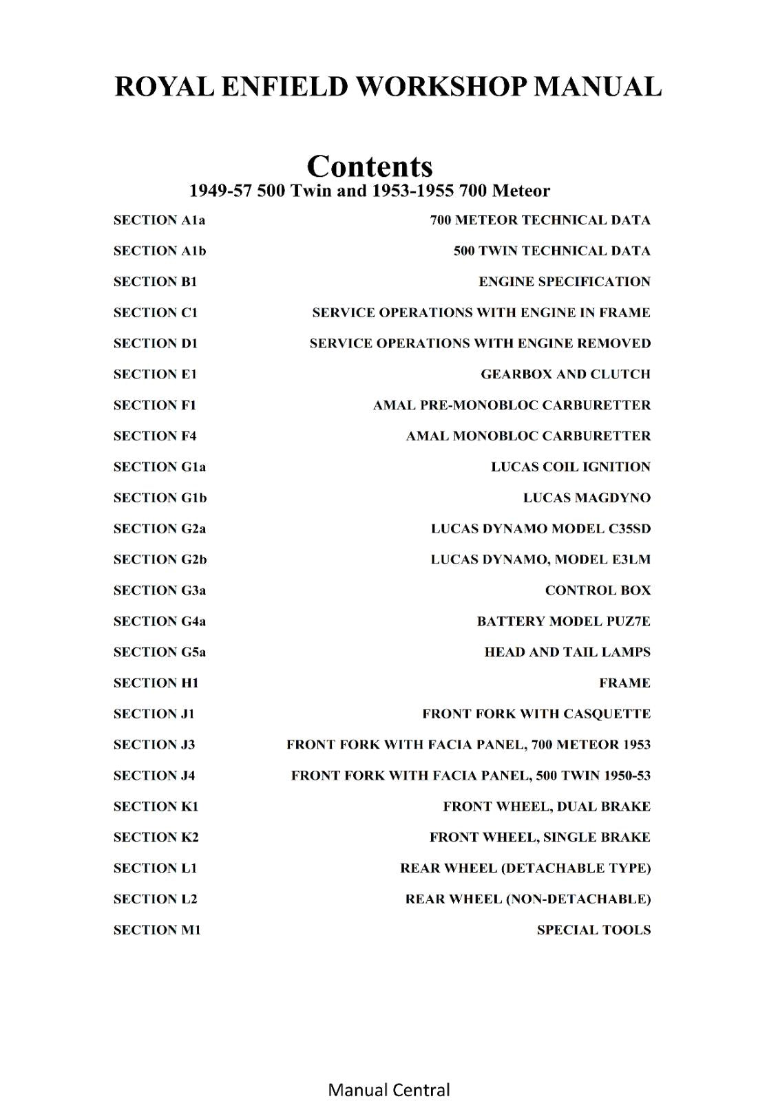 ROYAL ENFIELD 500 TWIN 700 METEOR REPAIR WORKSHOP SERVICE MANUAL REPRINT
