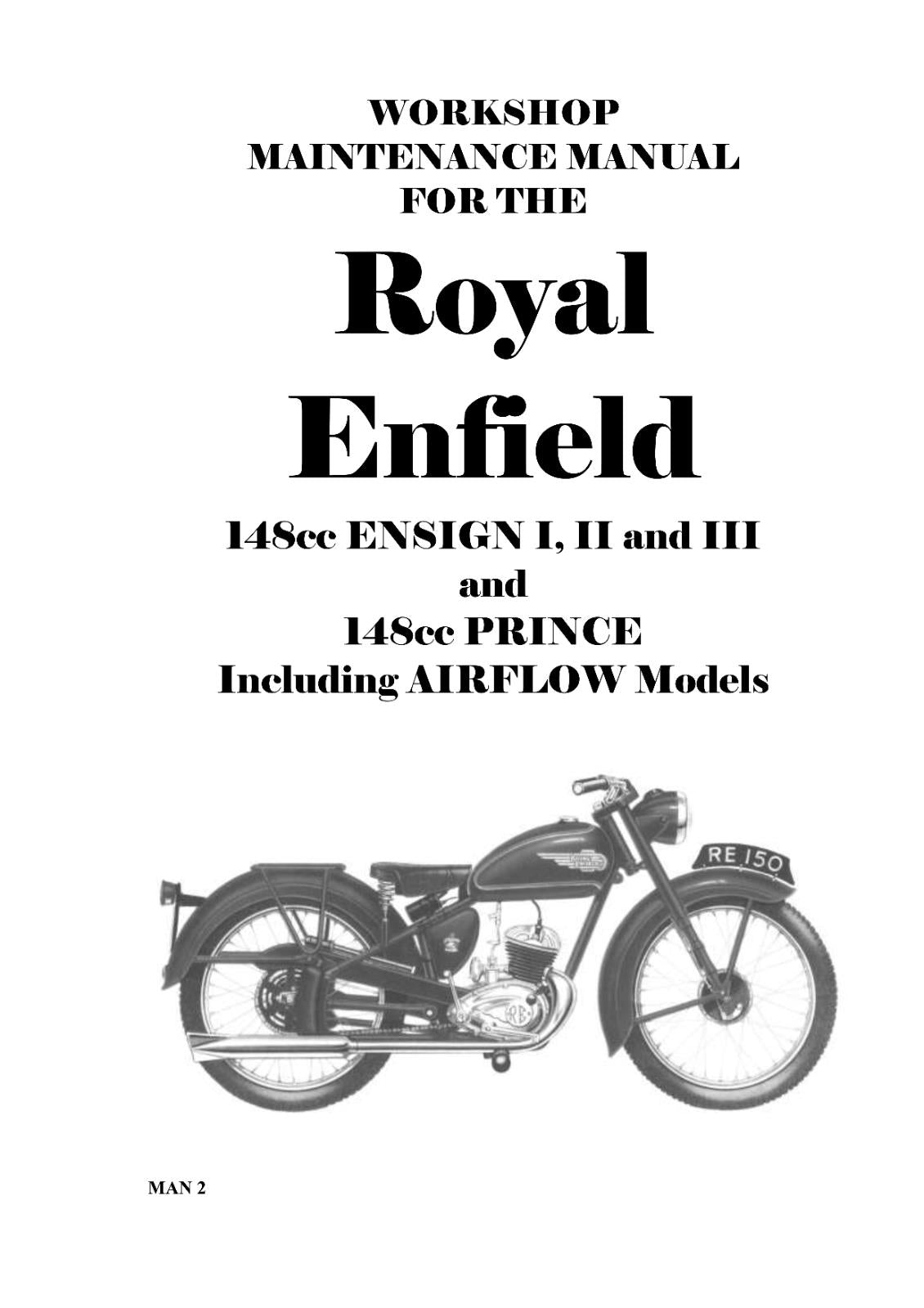ROYAL ENFIELD 148CC ENSIGN 1 2 3 PRINCE REPAIR WORKSHOP SERVICE MANUAL REPRINT