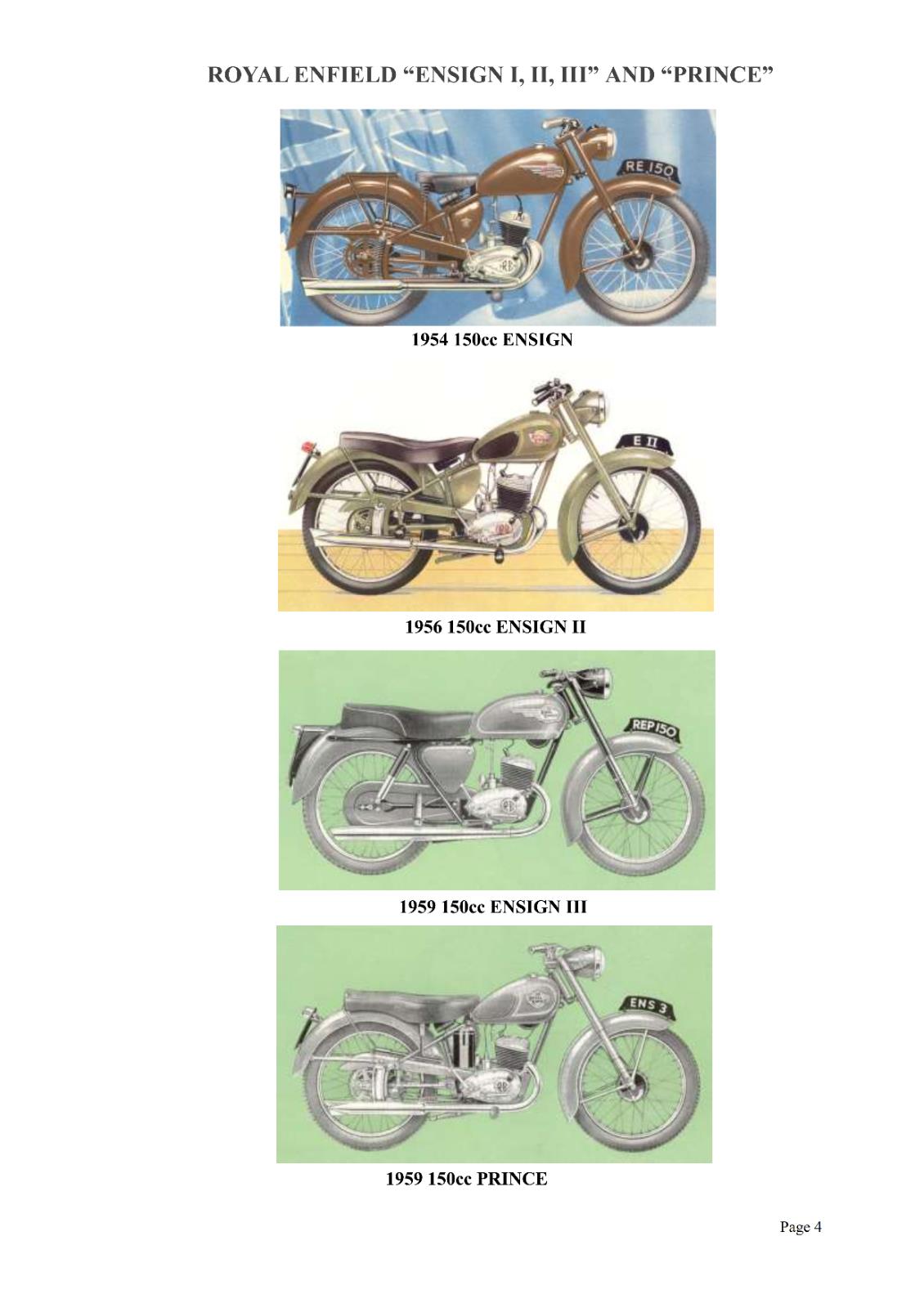 ROYAL ENFIELD 148CC ENSIGN 1 2 3 PRINCE REPAIR WORKSHOP SERVICE MANUAL REPRINT