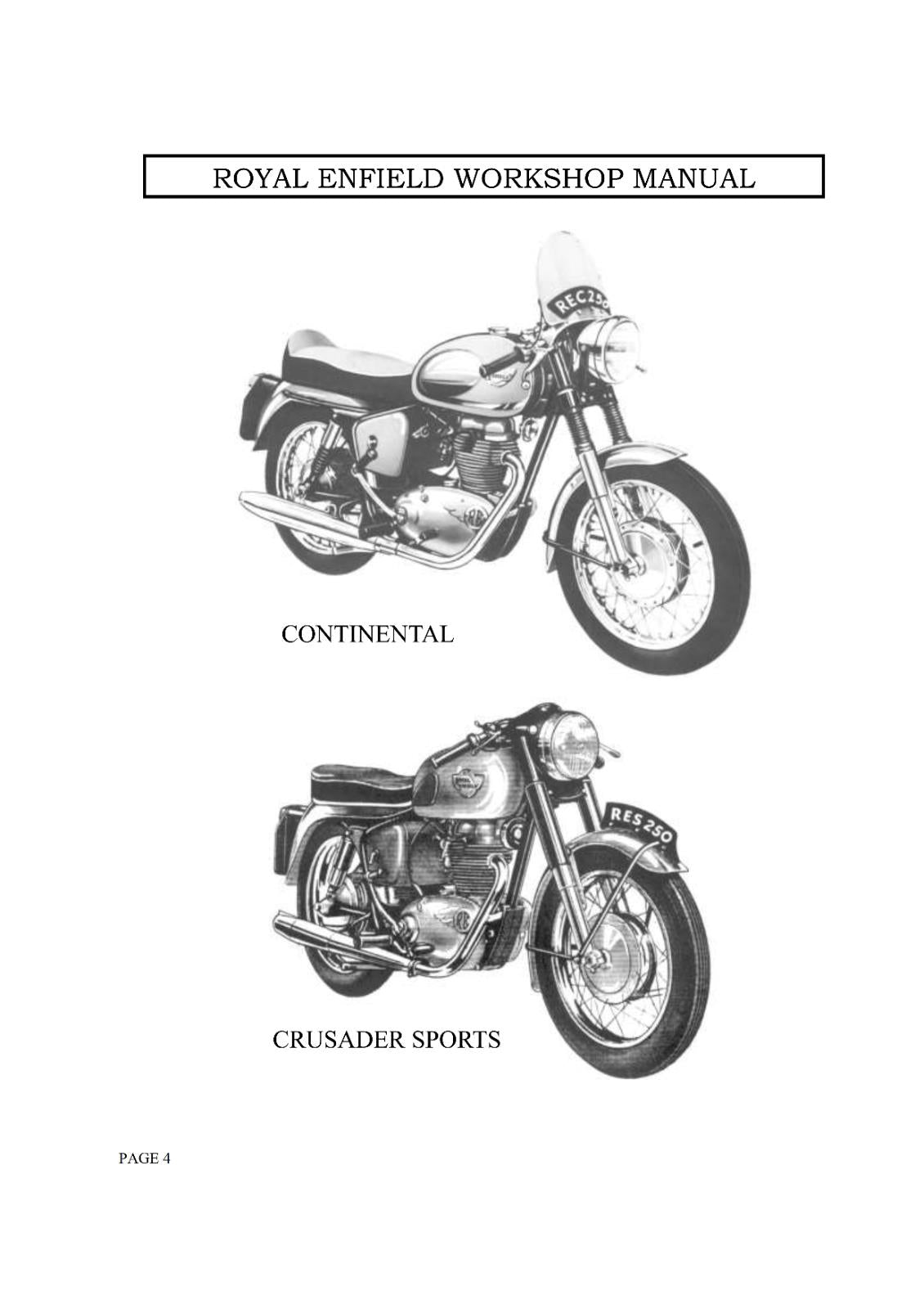 ROYAL ENFIELD CONTINENTAL, 350 NEW BULLET SERVICE WORKSHOP REPAIR MANUAL REPRINT
