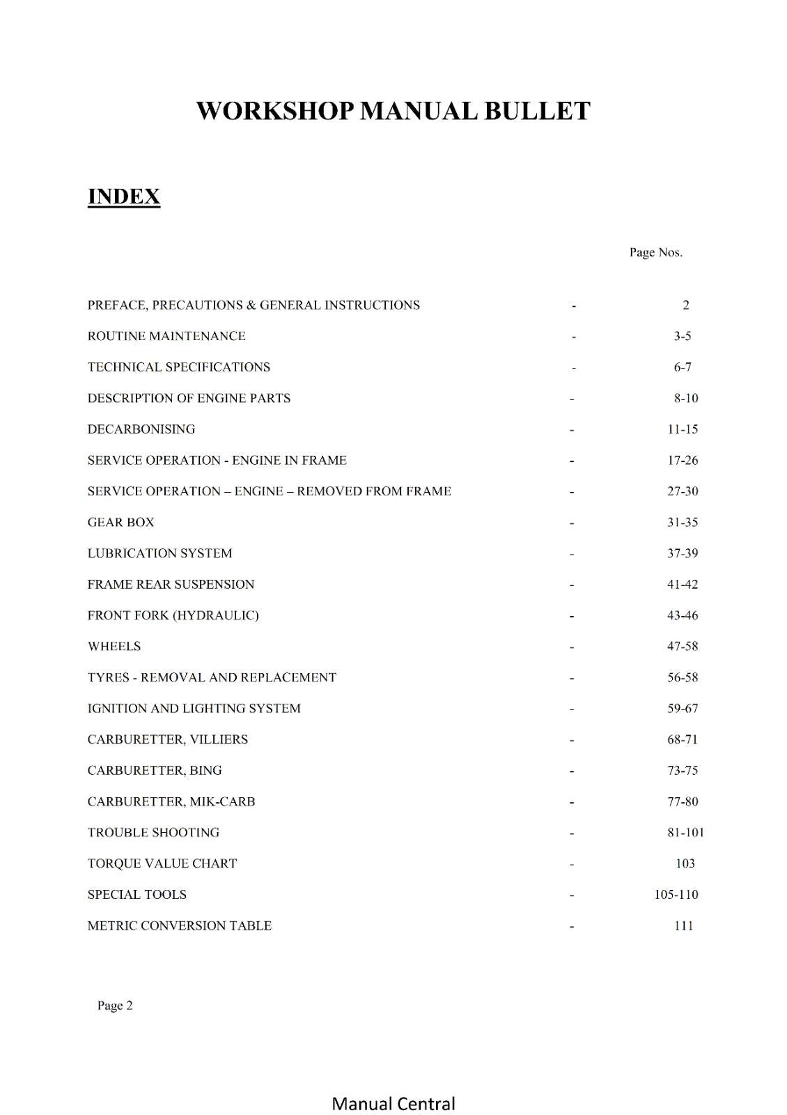 ENFIELD INDIA 350 BULLET UP TO 1989 SERVICE WORKSHOP REPAIR MANUAL REPRINTED