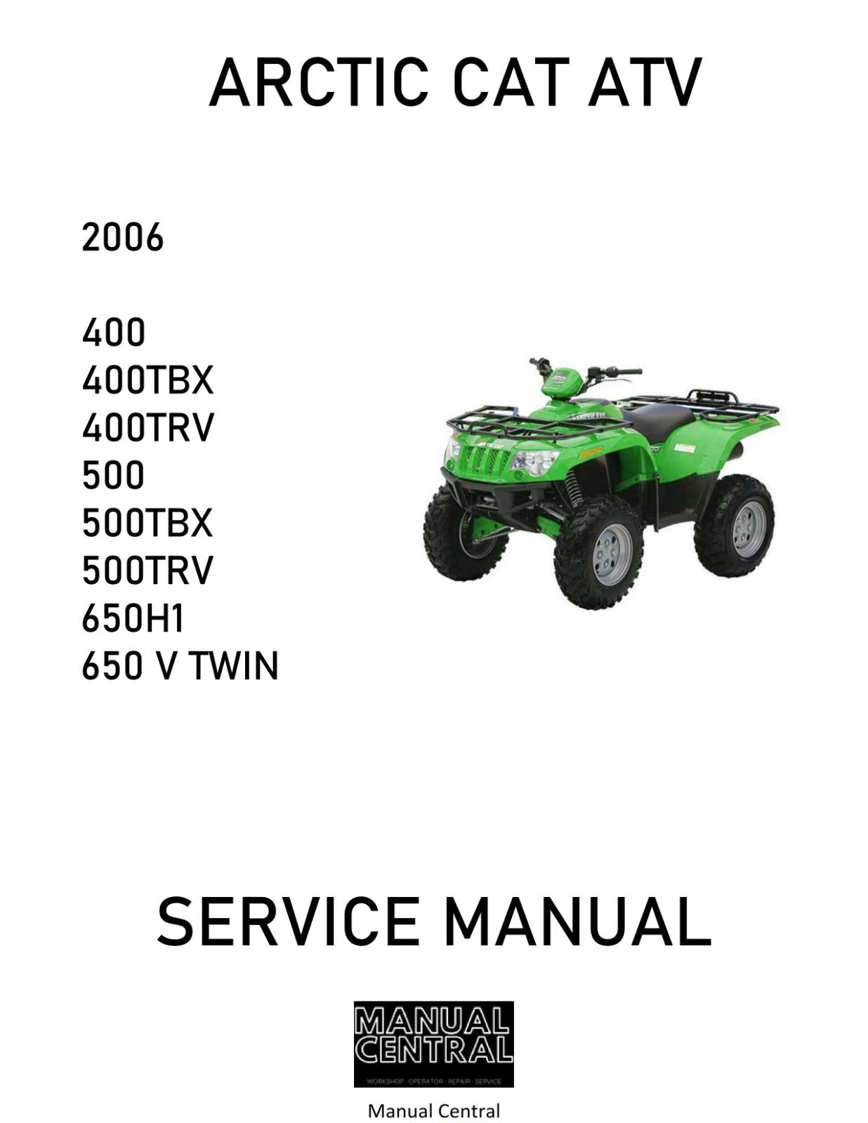 ARCTIC CAT ATV 400 500 TBX TRV 650H1 V TWIN SERVICE WORKSHOP REPAIR MANUAL