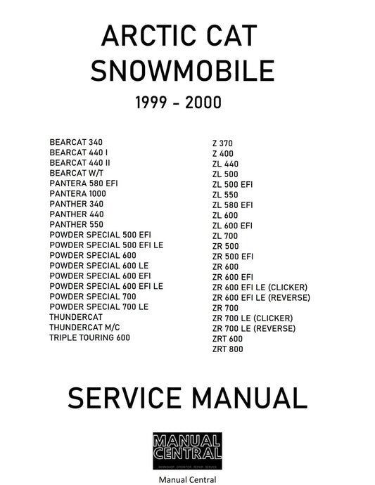 ARCTIC CAT SNOWMOBILE 99-2000 ZR600 EFI LE SERVICE WORKSHOP REPAIR MANUAL