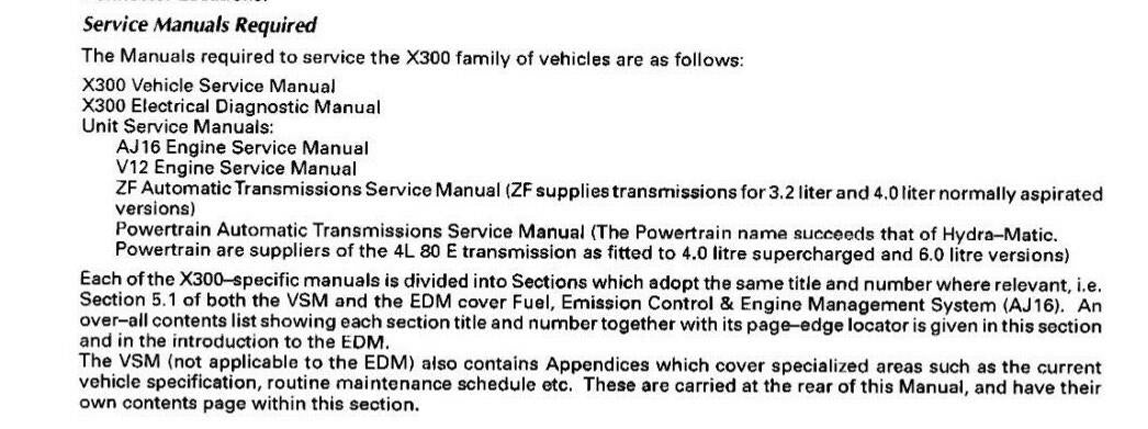 JAGUAR XJ6 XJ12 (X300) WORKSHOP SERVICE REPAIR MANUAL 1995 Edition