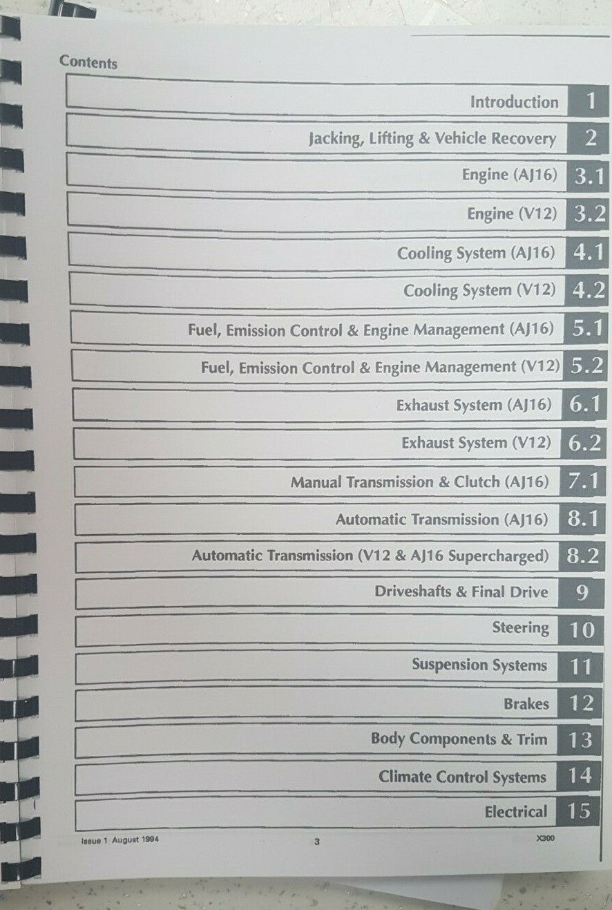 JAGUAR XJ6 XJ12 (X300) WORKSHOP SERVICE REPAIR MANUAL 1995 Edition