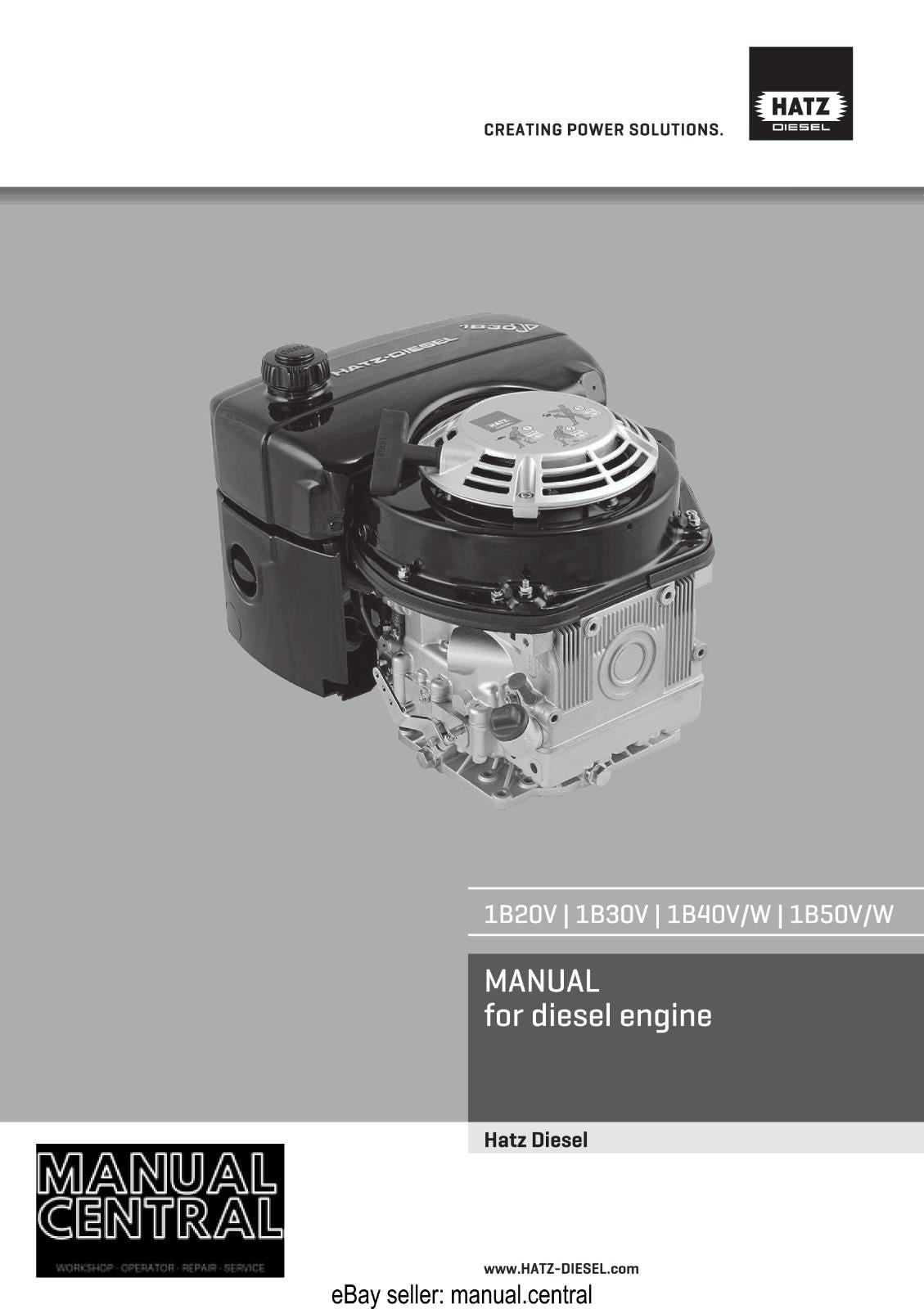 HATZ DIESEL ENGINE 1B 20V 30V 40V/W 50V/W COMMISSIONING OPERATING MAINTENANCE