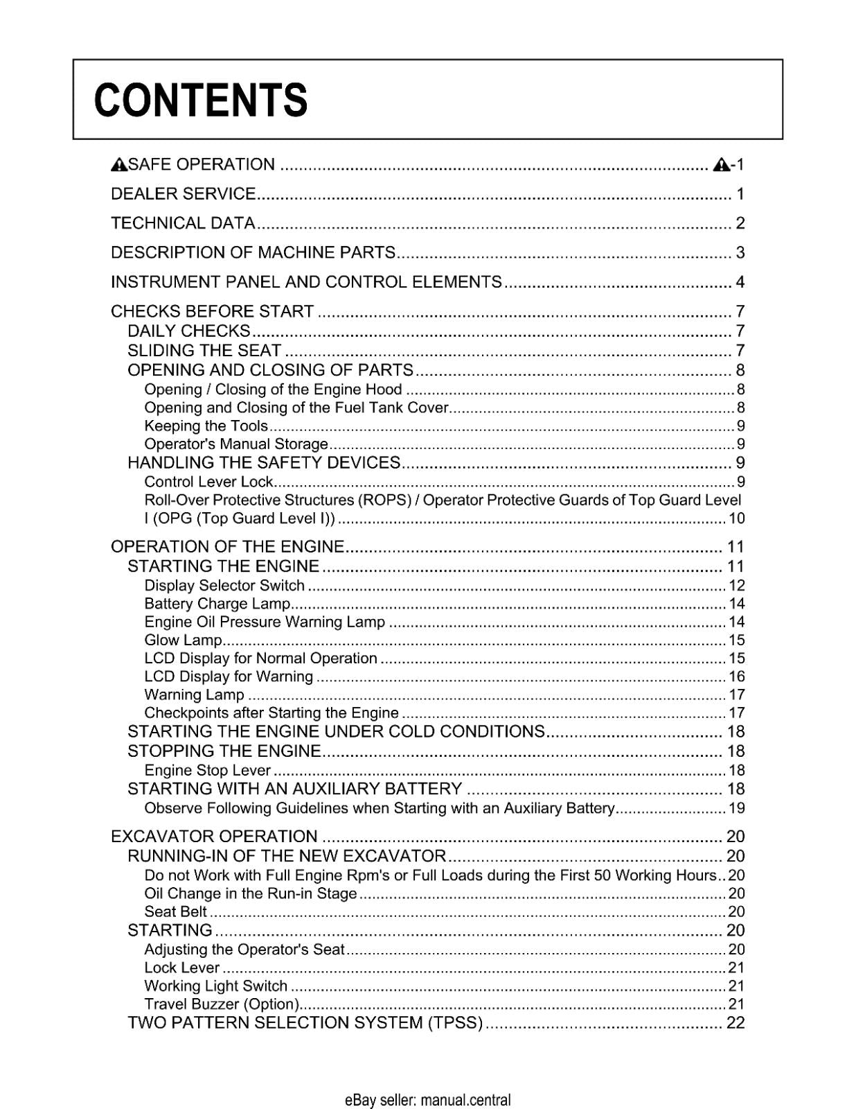 KUBOTA EXCAVATOR U25 OPERATOR MANUAL REPRINTED COMB BOUND 2007