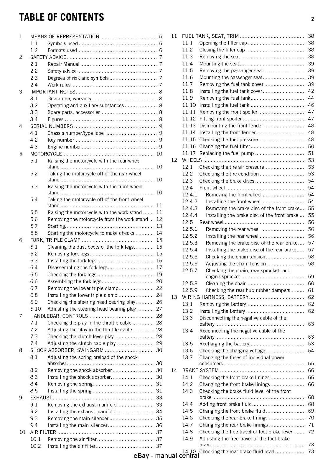 KTM 2012 125 DUKE EU DE 200 DUKE EU - 2013 200 DUKE COL SERVICE MANUAL REPRINTED