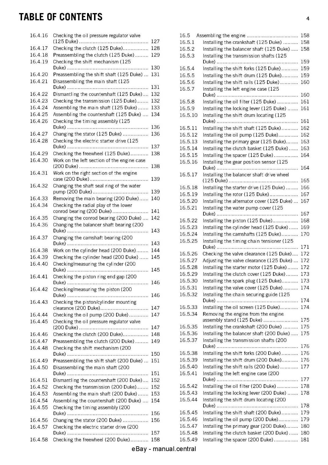 KTM 2012 125 DUKE EU DE 200 DUKE EU - 2013 200 DUKE COL SERVICE MANUAL REPRINTED