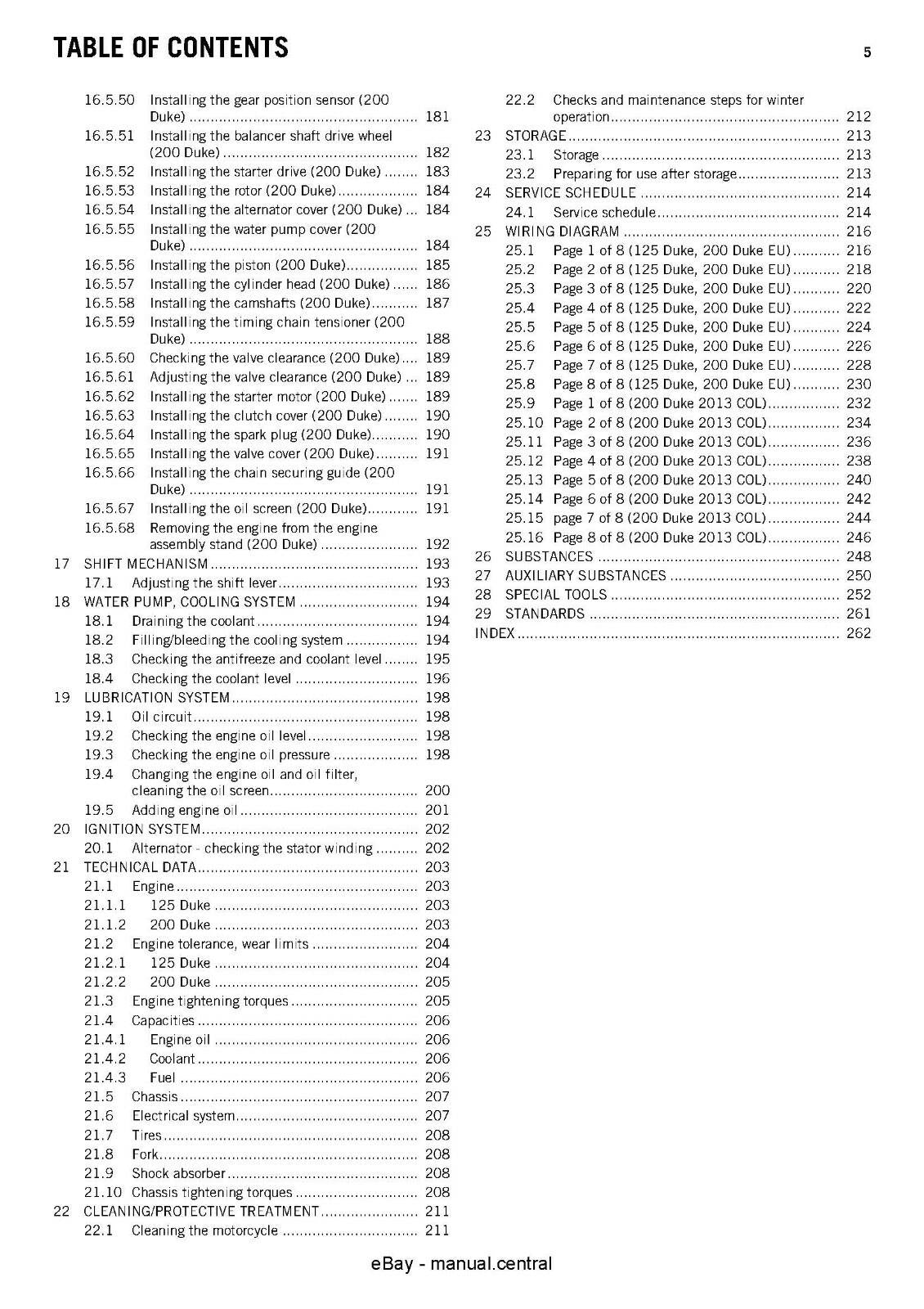 KTM 2012 125 DUKE EU DE 200 DUKE EU - 2013 200 DUKE COL SERVICE MANUAL REPRINTED