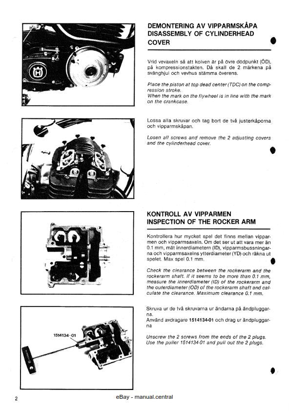 HUSQVARNA MOTORCYCLE VERKSTADSHANDBOK 4 TAKTS MOTOR 4 STROKE ENGINE WORKSHOP 83