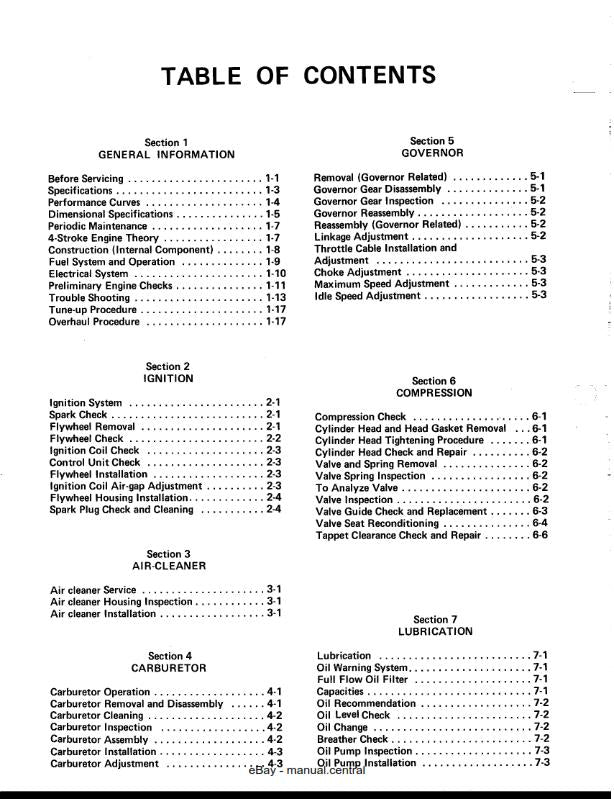 KAWASAKI FB460V 4 STROKE AIR COOLED GASOLINE ENGINE MANUAL REPRINTED COMB BOUND