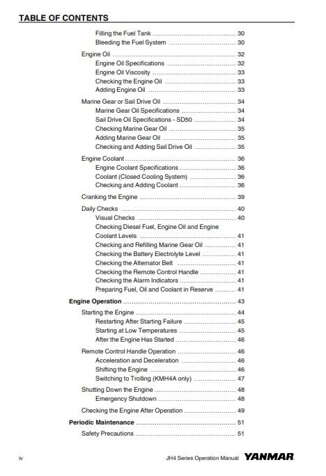 YANMAR 3JH4E 4JH4AE 4JH4-TE 4JH4-HTE OWNERS OPERATION MANUAL REPRINTED