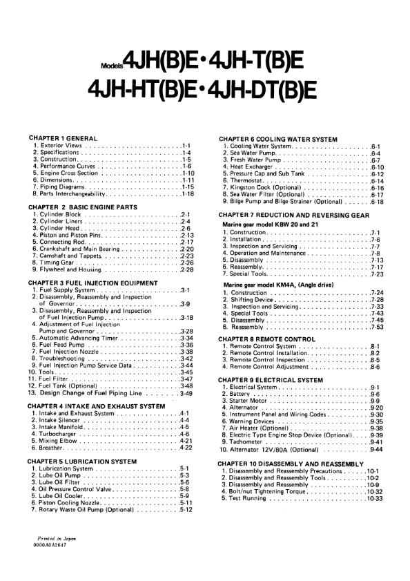 YANMAR 4JHE 4JH-TE 4JH-HTE 4JH-DTE MARINE ENGINE SERVICE MANUAL REPRINTED