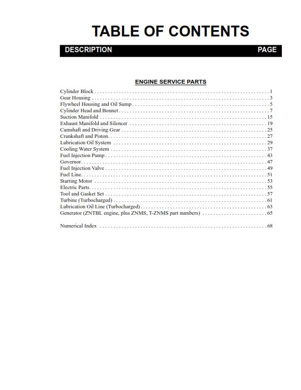 YANMAR 4TNV98 4TNV98T ENGINES PARTS MANUAL REPRINTED