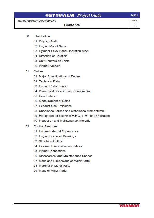 YANMAR PROJECT GUIDE 6EY18 SERIES MARINE AUXILIARY DIESEL ENGINE REPRINTED