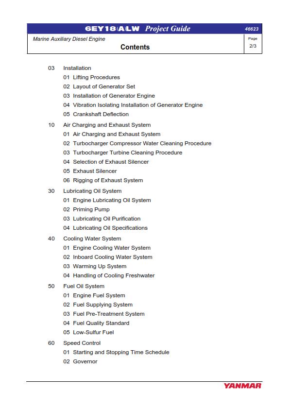 YANMAR PROJECT GUIDE 6EY18 SERIES MARINE AUXILIARY DIESEL ENGINE REPRINTED