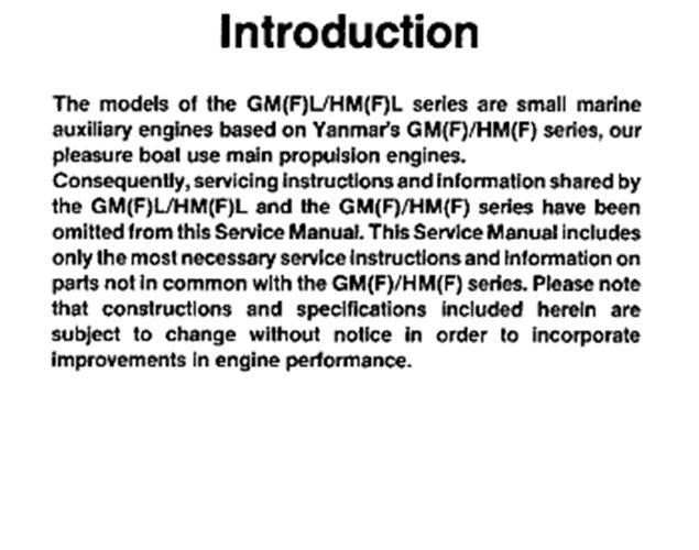 YANMAR GM(F)L HM(F)L SERIES SUPPLEMENT SERVICE MANUAL MARINE ENGINE REPRINTED
