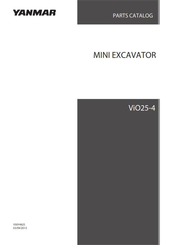 YANMAR CRAWLER EXCAVATOR VIO25-4 PARTS MANUAL REPRINTED