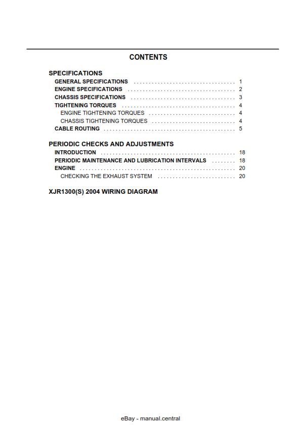YAMAHA XJR1300 1999 TO 2004 SERVICE MANUAL REPRINTED COMB BOUND