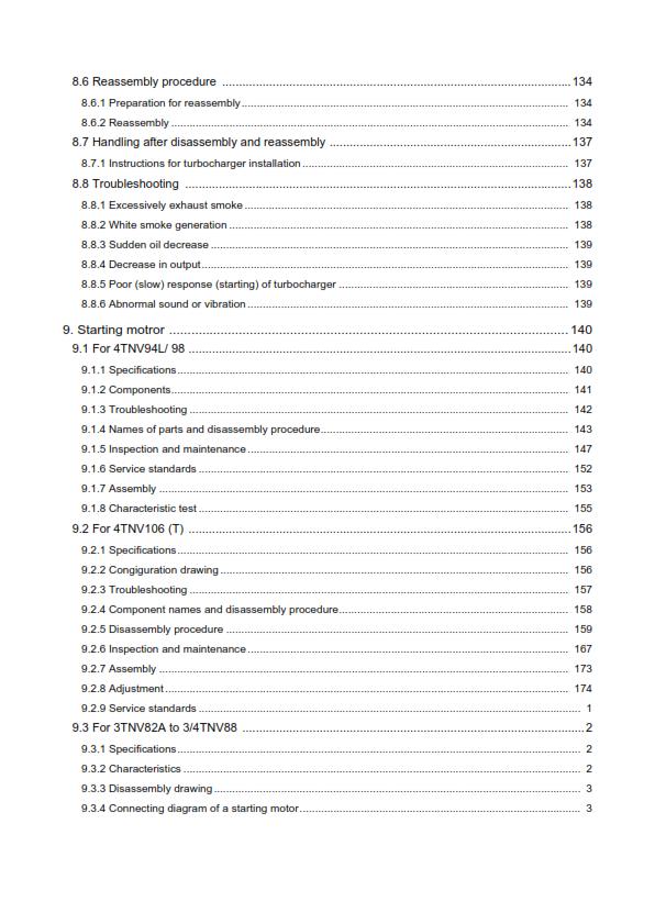 YANMAR 3TNV 4TNV SERIES SERVICE WORKSHOP REPAIR MANUAL REPRINTED 2004 REVISION