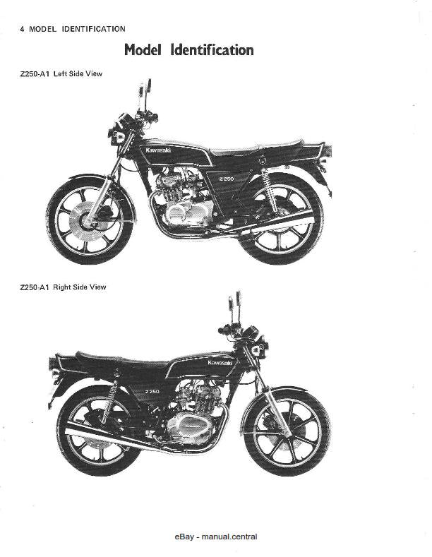 KAWASAKI MOTORCYCLE Z250 KZ305 SERVICE MANUAL 1979 - 1982 REPRINTED