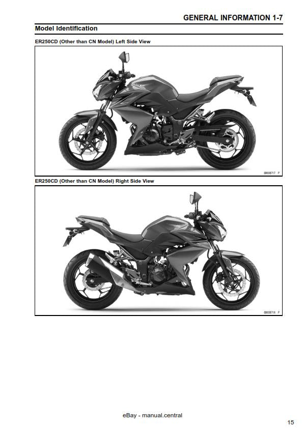 KAWASAKI MOTORCYCLE Z250 ABS SERVICE MANUAL 2013-2015 REPRINTED