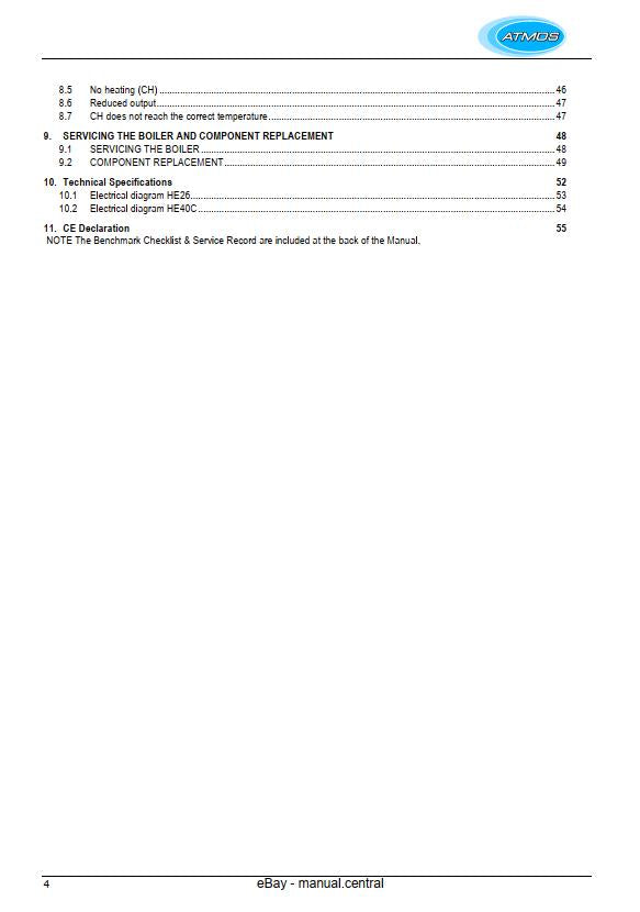 ATMOS INTERSYSTEM HE26 HE40C INSTALLATION & SERVICING MANUAL REPRINTED