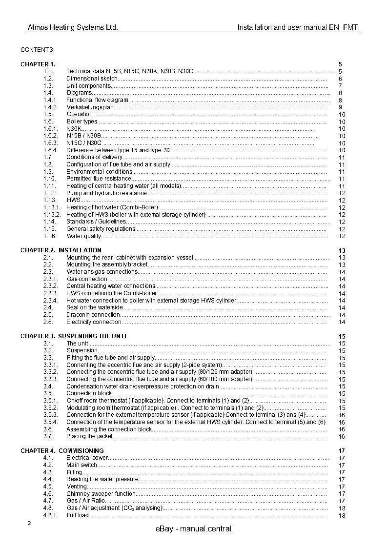 ATMOS N15B N15C N30K N30B N30C INSTALLATION & USER MANUAL REPRINTED