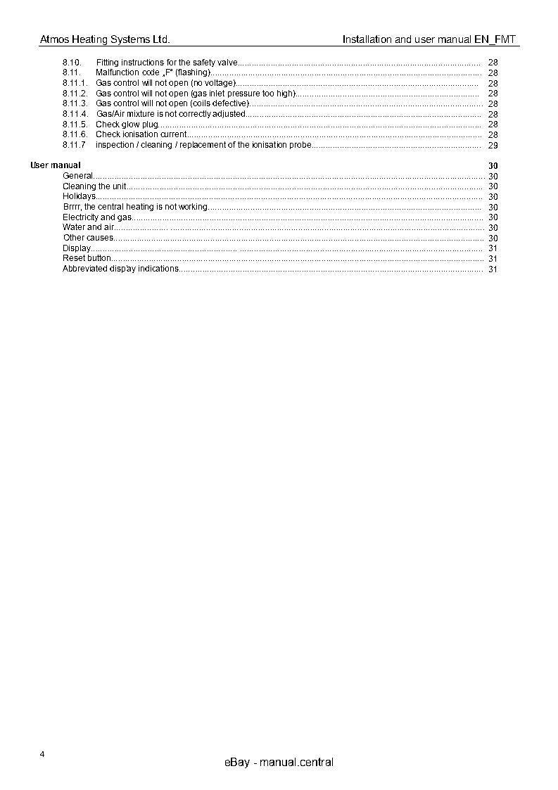 ATMOS N15B N15C N30K N30B N30C INSTALLATION & USER MANUAL REPRINTED