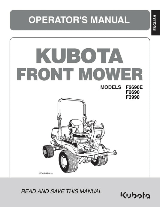 KUBOTA FRONT MOWER F2690 F3990 OPERATOR MANUAL REPRINTED 2014 EDITION