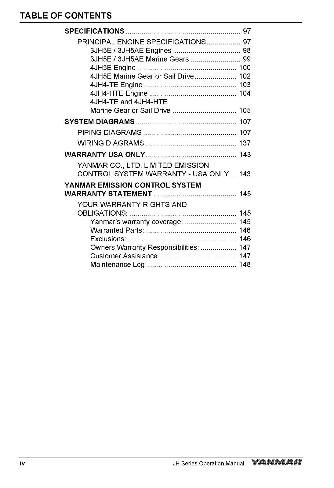 YANMAR 3JH5E 3JH5AE 4JH5E 4JH4-TE 4JH4-HTE OPERATION MANUAL 2019 6TH EDITION