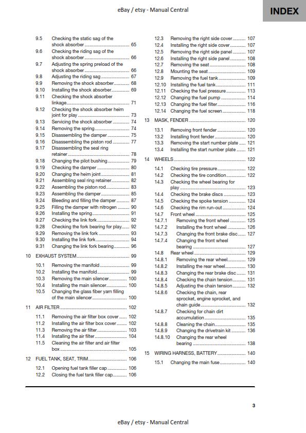 HUSQVARNA FC 450 ROCKSTAR 2022 REPAIR WORKSHOP SERVICE MANUAL REPRINTED
