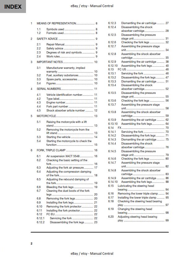 HUSQVARNA FC FX 350 2022 REPAIR WORKSHOP SERVICE MANUAL REPRINTED