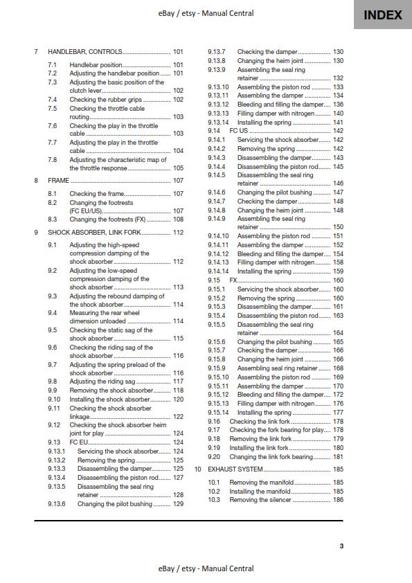HUSQVARNA FC FX 350 2022 REPAIR WORKSHOP SERVICE MANUAL REPRINTED