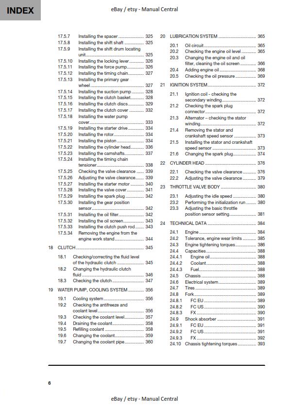 HUSQVARNA FC FX 350 2022 REPAIR WORKSHOP SERVICE MANUAL REPRINTED