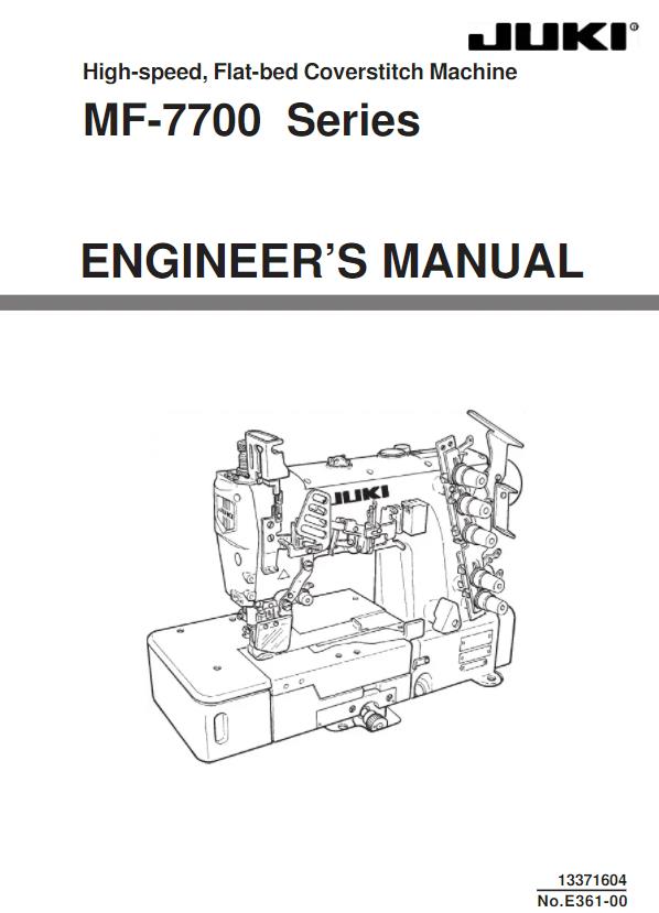 JUKI MF 7700 SERIES COVERSTITCH MACHINE ENGINEERS MANUAL REPRINTED COMB BOUND