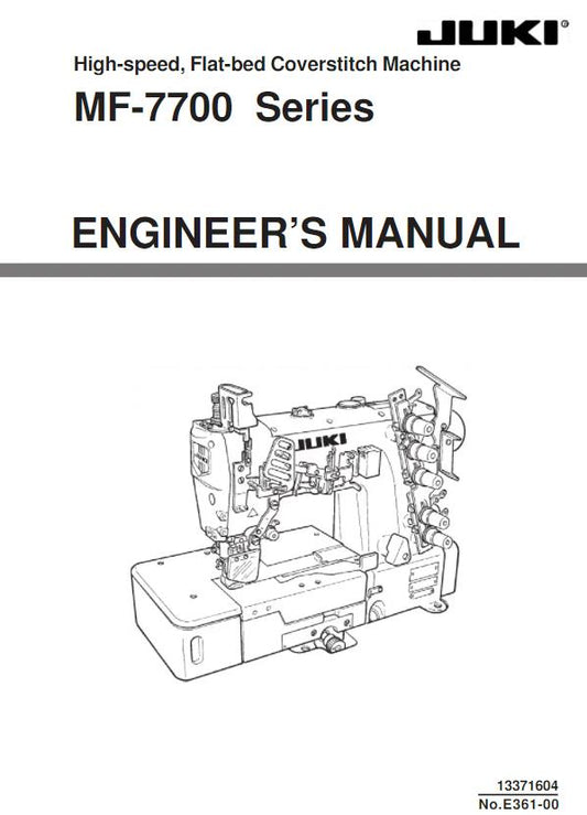 JUKI MF 7700 SERIES COVERSTITCH MACHINE ENGINEERS MANUAL REPRINTED COMB BOUND