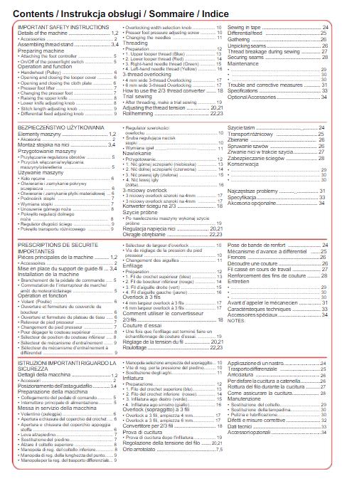 JUKI MO-644D 654DE OVERCLOCK SEWING MACHINE OPERATOR MANUAL REPRINTED COMB BOUND