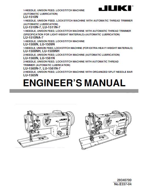 JUKI LU-1510N LU-1508N LU-1560N LU-1565N ENGINEERS MANUAL REPRINTED COMB BOUND