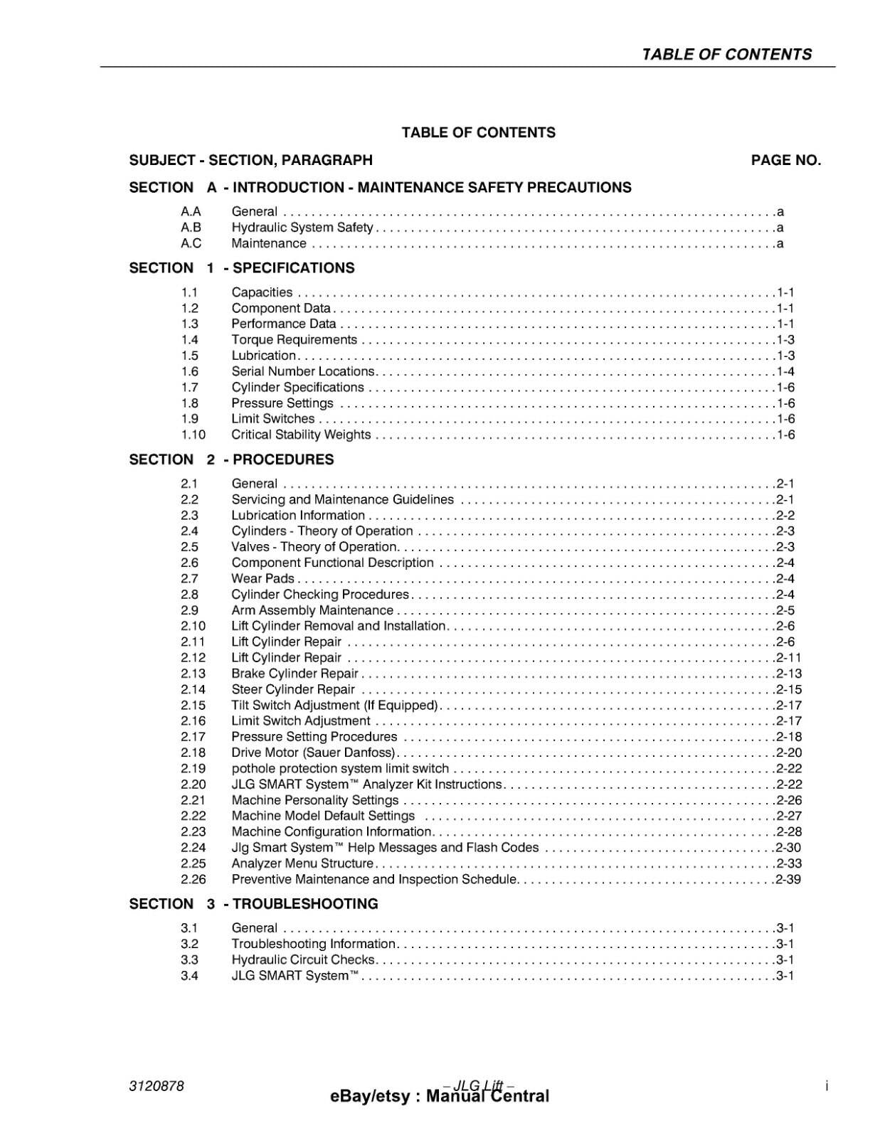 JLG 1532E3 1932E3 2033E3 2046E3 2646E3 2658E3 SERVICE MANUAL 2002 EDITION