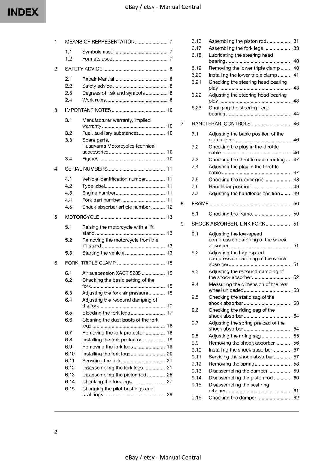HUSQVARNA TC 65 2022 EDITION REPAIR WORKSHOP SERVICE MANUAL REPRINTED