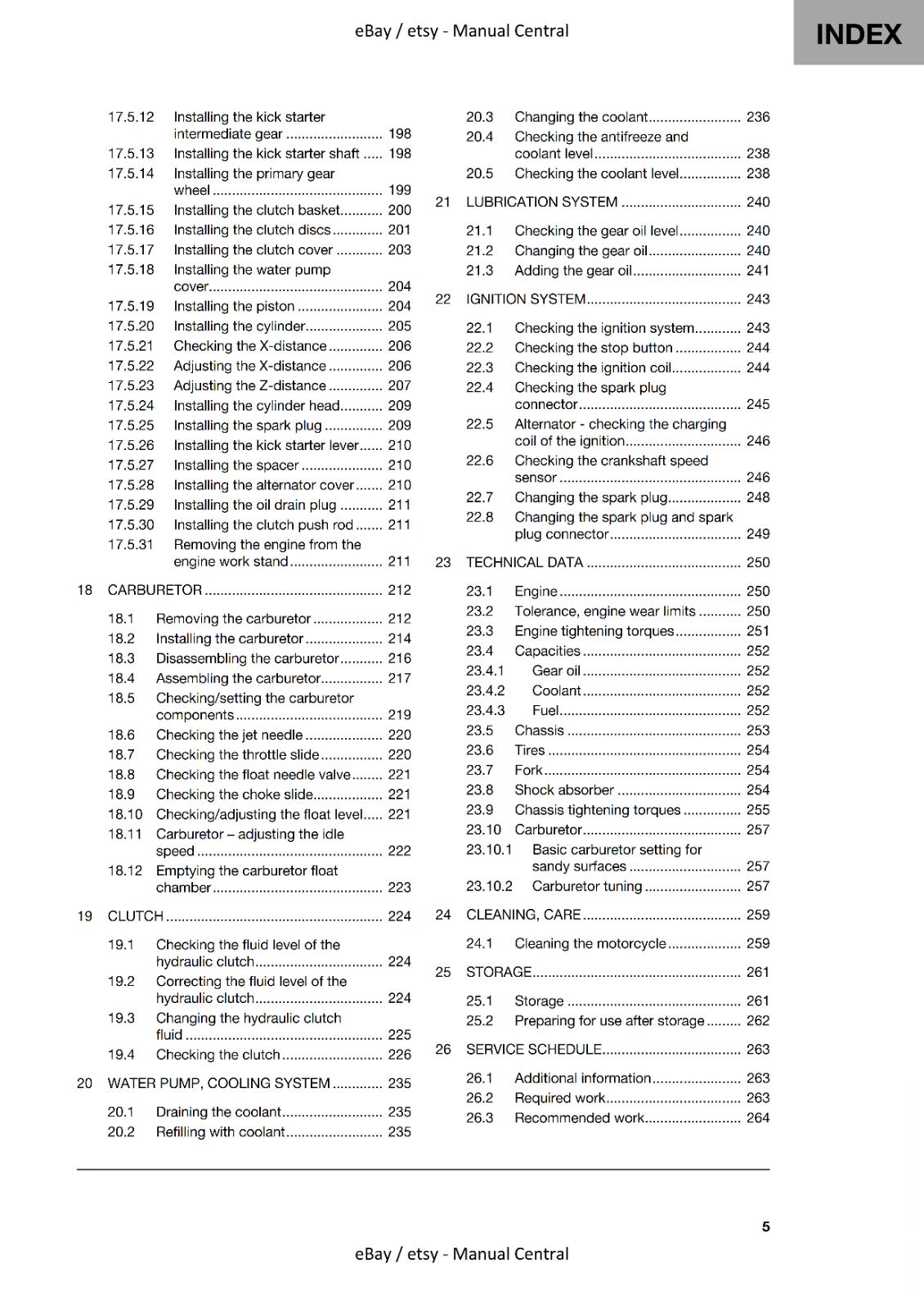 HUSQVARNA TC 85 17/14" 2022 EDITION REPAIR WORKSHOP SERVICE MANUAL REPRINTED