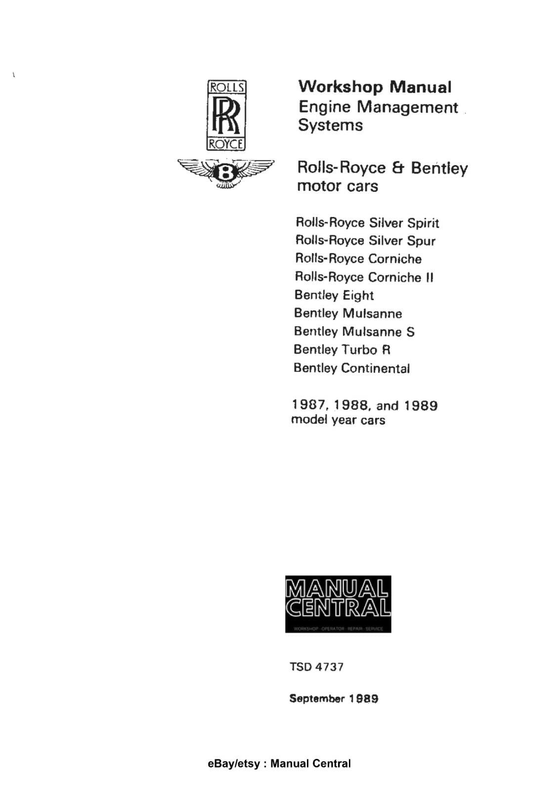 ROLLS ROYCE SILVER SPIRIT SPUR CORNICHE II ENGINE MANAGEMENT 87-89 TSD4737