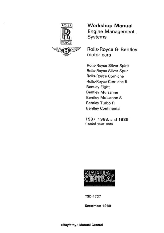 ROLLS ROYCE SILVER SPIRIT SPUR CORNICHE II ENGINE MANAGEMENT 87-89 TSD4737