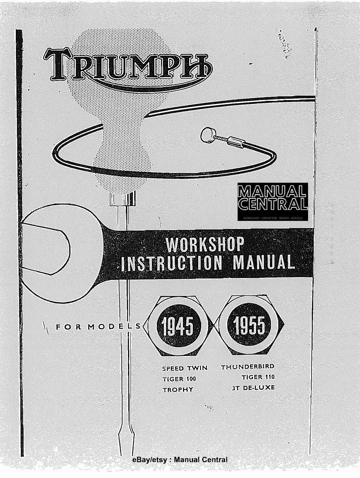 TRIUMPH 1945 1955 SPEED TWIN TIGER 100 TROPHY THUNDERBIRD TIGER 110 3T MANUAL