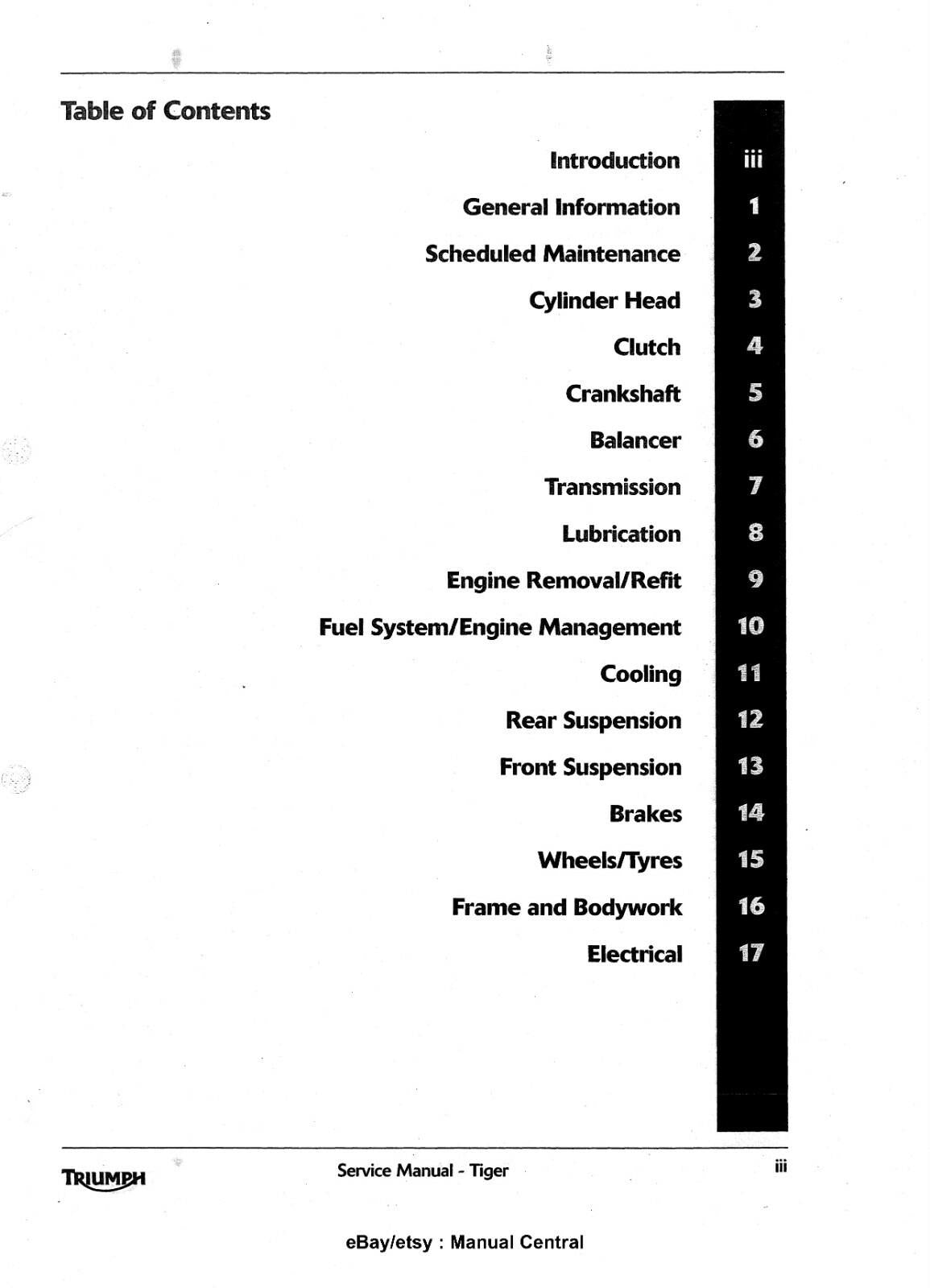 TRIUMPH TIGER (ABS) 1050 - WORKSHOP SERVICE MANUAL NOV 2006 EDITION REPRINT