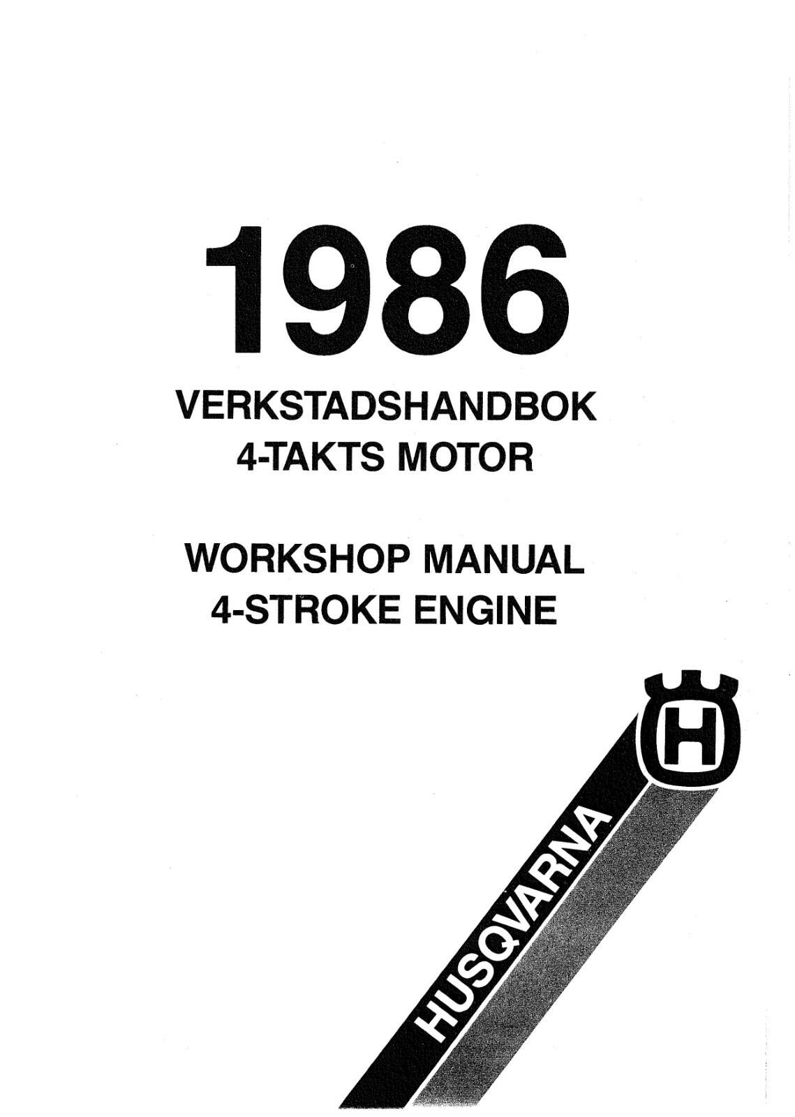 HUSQVARNA MOTORCYCLE VERKSTADSHANDBOK 4 TAKTS MOTOR 4 STROKE ENGINE WORKSHOP 86