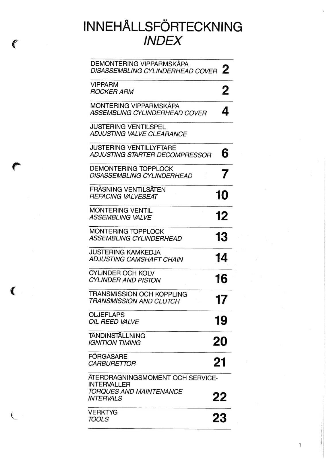 HUSQVARNA MOTORCYCLE VERKSTADSHANDBOK 4 TAKTS MOTOR 4 STROKE ENGINE WORKSHOP 86